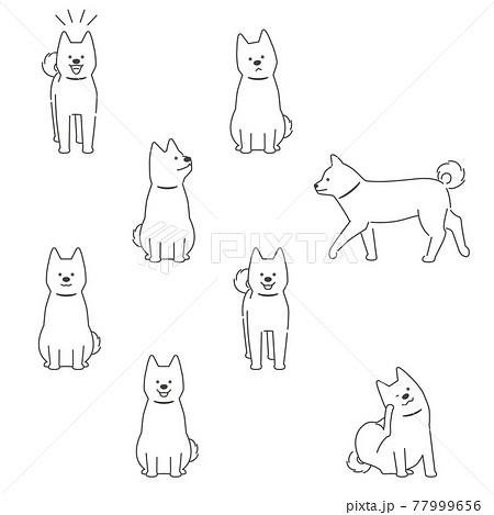 家族 犬 ポーズセットのイラスト素材