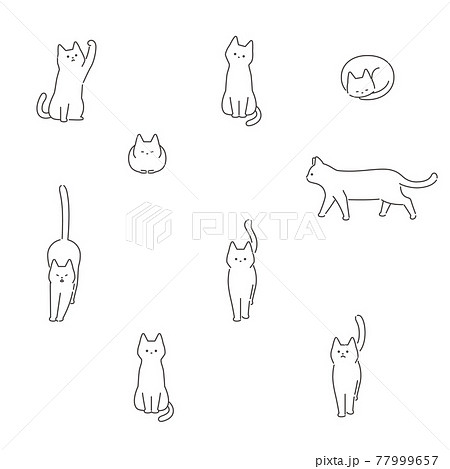 家族 猫 ポーズセットのイラスト素材
