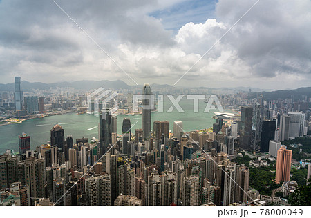 Hong Kong financial district skyline in a beautiful day from Victoria peak 78000049