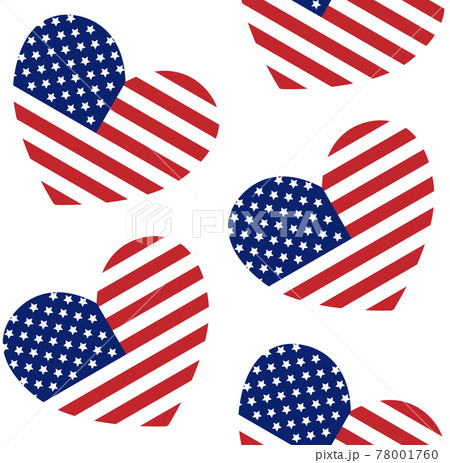 Vector seamless pattern of flat the USA flag heartのイラスト素材 [78001760 ...