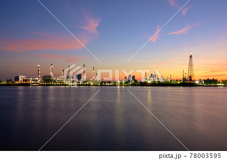 Oil refinery power plant closed to Chao Phraya river in Bangkok Thailand Oil refinery power plant closed to Chao Phraya river in Bangkok Thailand 78003595