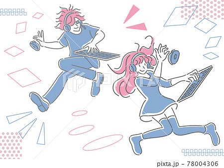 ヘッドセットとマウスとキーボードでゲームをする人物 ヘッドセットとマウスとキーボードでゲームをする人物 78004306