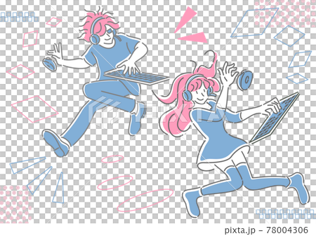 ヘッドセットとマウスとキーボードでゲームをする人物 ヘッドセットとマウスとキーボードでゲームをする人物 78004306