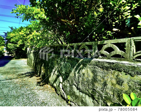 沖縄県宮古島 花ブロックと小道 沖縄県宮古島 花ブロックと小道 78005084