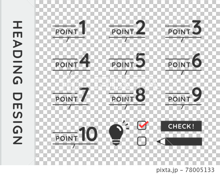 Point, point, heading, label icon illustration set 78005133