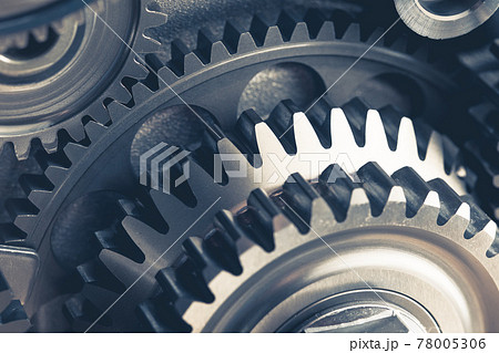 engine gears wheels, closeup view engine gears wheels, closeup view 78005306
