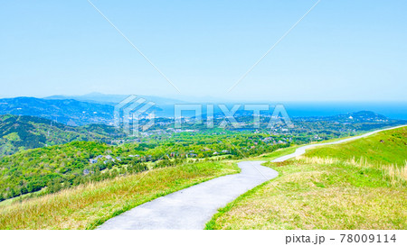 伊豆・大室山の風景(春):相模灘を望む 伊豆・大室山の風景(春):相模灘を望む 78009114
