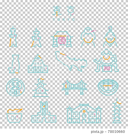 線画　3色アイコン 東京　ミント 78010660