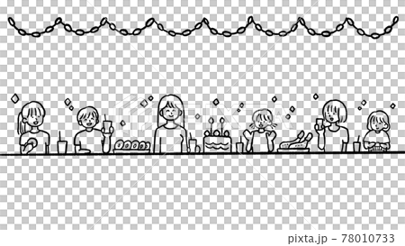 ホームパーティーのイラストライン 線画のイラスト素材 ホームパーティーのイラストライン 線画のイラスト素材