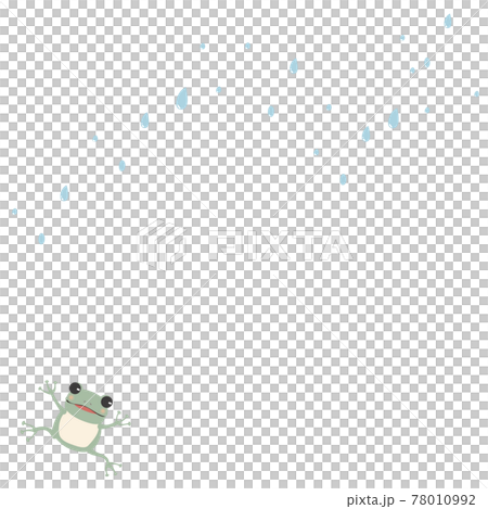 雨の日に喜ぶ蛙のイラストフレーム 78010992