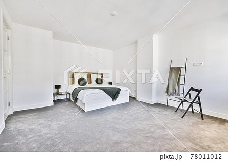 Light simple bedroom interior with carpet flooring Light simple bedroom interior with carpet flooring 78011012
