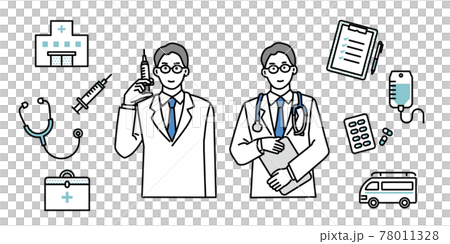 男性医師のイラスト 予防接種&診察 男性医師のイラスト 予防接種&診察 78011328