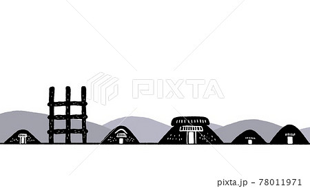 縄文遺跡のシルエットイラスト 縄文遺跡のシルエットイラスト 78011971