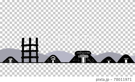 Silhouette illustration of Jomon ruins 78011971