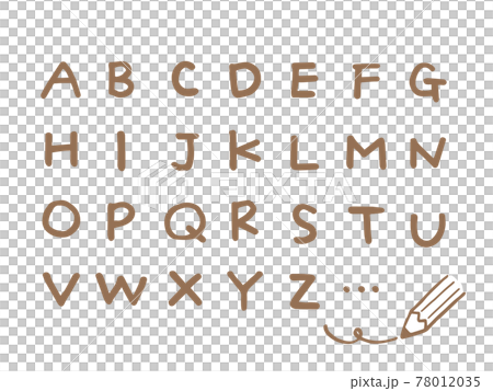 かわいい英語　A~Z　English　ローマ字（ブラウン色）／手書きイラスト素材 78012035