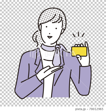 シンプル　イラスト　カードの紹介をする店員 78012965