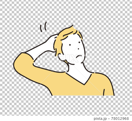 Simple illustration: A man who puts his hand on his head and thinks Simple illustration: A man who puts his hand on his head and thinks 78012968