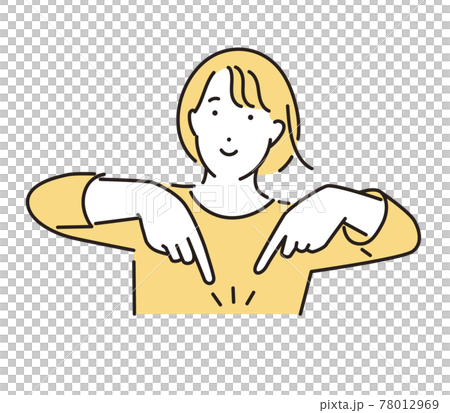 A woman pointing to a simple illustration A woman pointing to a simple illustration 78012969