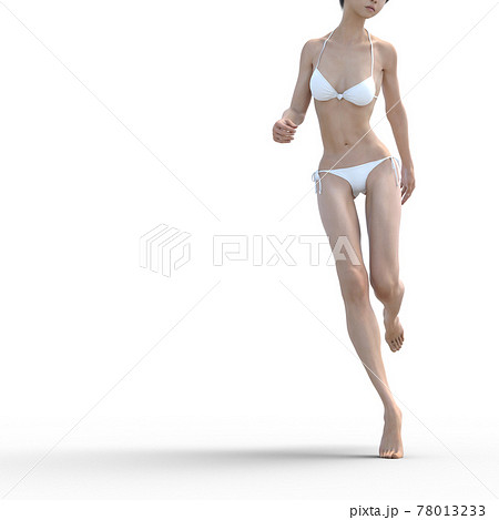 白い水着の女性　　perming3DCG　イラスト素材 78013233