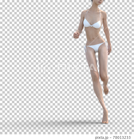 白い水着の女性　　perming3DCG　イラスト素材 78013233