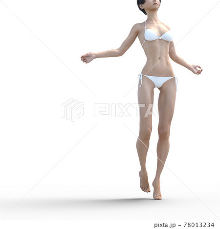 白い水着の女性　　perming3DCG　イラスト素材 78013234