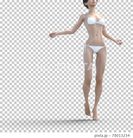 白い水着の女性　　perming3DCG　イラスト素材 78013234