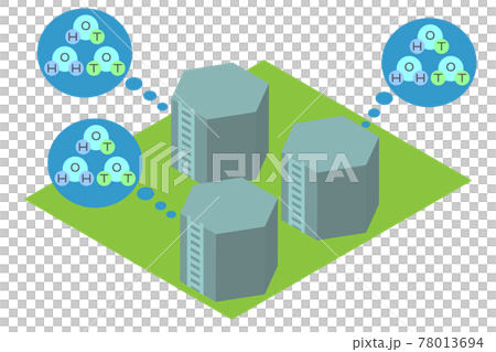 アイソメトリックなトリチウム水がタンクにあるイメージ アイソメトリックなトリチウム水がタンクにあるイメージ 78013694