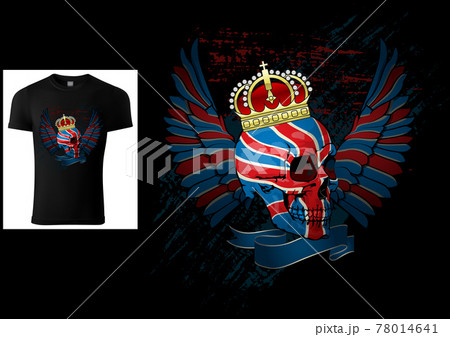 Design with a Skull Painted with UK Flag 78014641