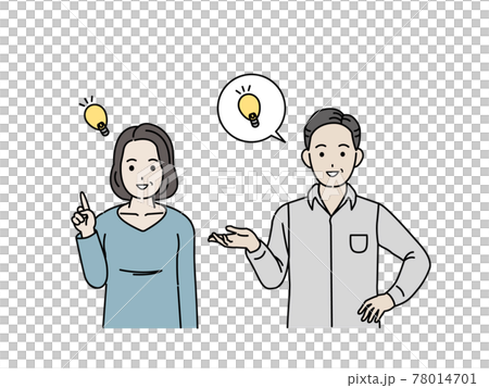 Middle-aged couple Good idea Inspirational pose Men and women Middle illustration material Middle-aged couple Good idea Inspirational pose Men and women Middle illustration material 78014701