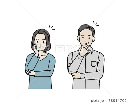 中高年の夫婦　なるほど　ハッとする　ポーズ　男女　ミドル　イラスト素材 78014702