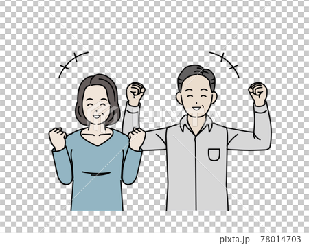 Middle-aged couple, healthy, energetic, happy pose, male and female, middle-aged illustration material 78014703