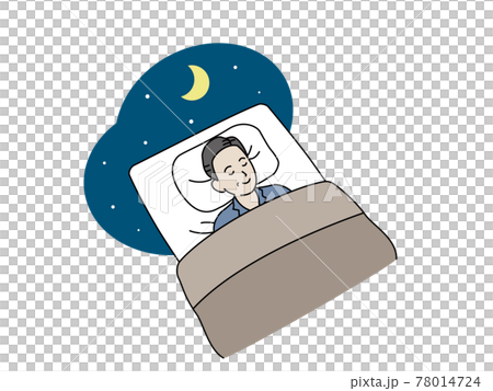 Middle-aged and older men sleeping on futons Sleeping middle-aged illustration material Middle-aged and older men sleeping on futons Sleeping middle-aged illustration material 78014724