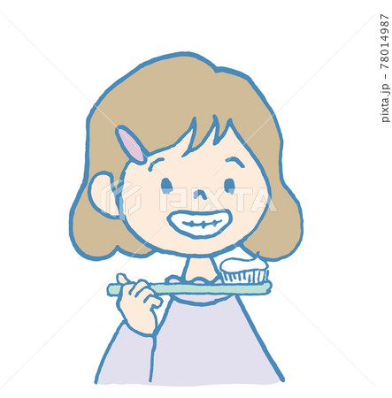 歯磨きする女の子 歯磨きする女の子 78014987