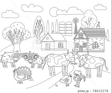 Farm animals coloring book educational... - Stock Illustration [78015278] -  PIXTA