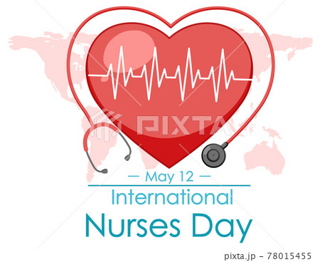 Happy International Nurses Day font with stethoscope symbol 78015455