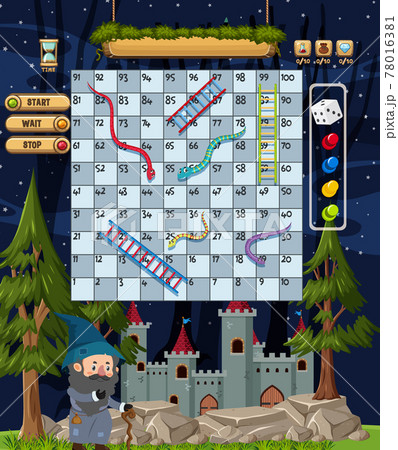 Snake Ladder game in wizard fairytale theme Snake Ladder game in wizard fairytale theme 78016381