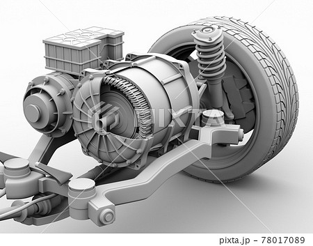 電気自動車用のモーター駆動のクレイレンダリングイメージ カット図 のイラスト素材