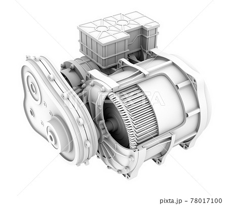 電気自動車用のモーター駆動のクレイレンダリングイメージ カット図 のイラスト素材