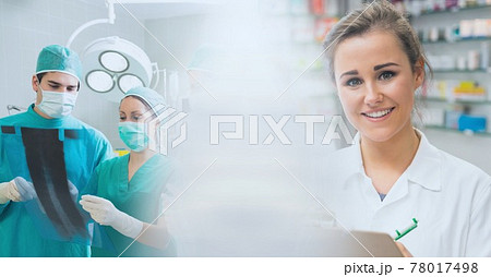 Composition of diverse doctors and scientist with motion blur Composition of diverse doctors and scientist with motion blur 78017498