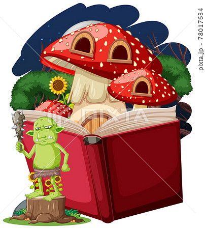 Goblin or troll cartoon character with a story book 78017634
