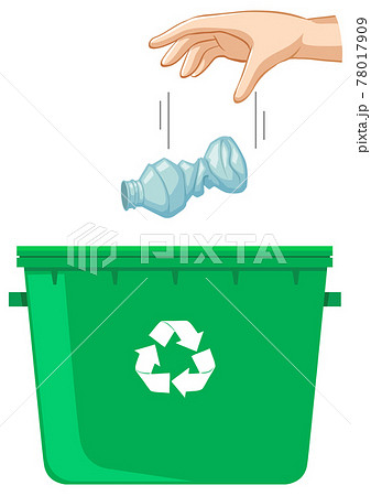 Hand dropping plastic bottle in the recycle bin Hand dropping plastic bottle in the recycle bin 78017909