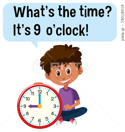 Telling time with a boy holding a clock Telling time with a boy holding a clock 78018019