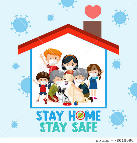 Stay home stay safe font with happy family 78018090