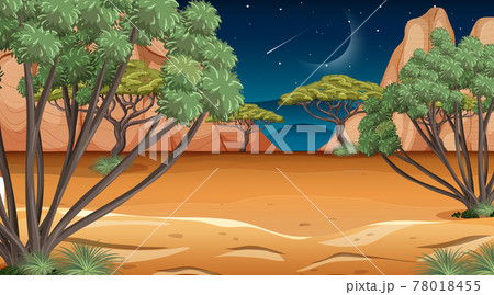 African Savanna forest landscape scene at night 78018455