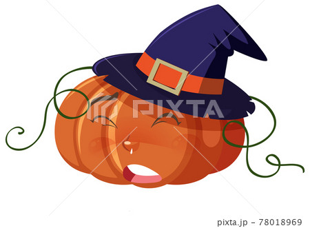 Cute pumpkin cartoon character with scared face expression on white background 78018969