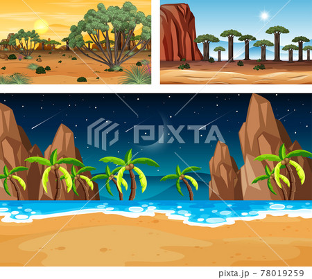 Three different nature landscape scenes Three different nature landscape scenes 78019259