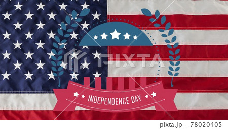 Composition of independence day text over american flag 78020405