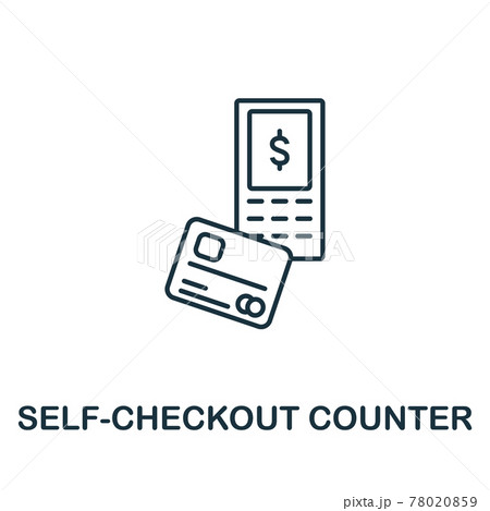 Self Checkout Counter Icon Line Style Symbol のイラスト素材