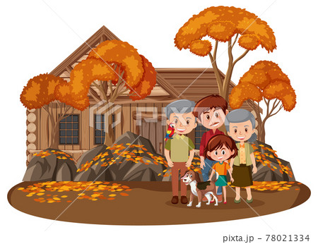 Happy family in the park with many autumn tree 78021334