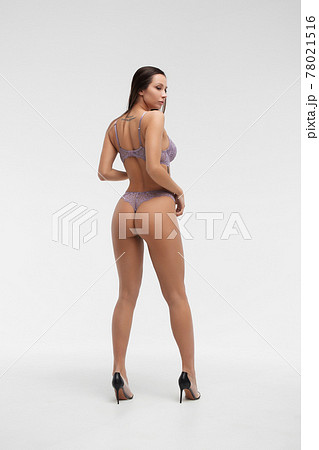 Fit woman in underwear in studio Fit woman in underwear in studio 78021516